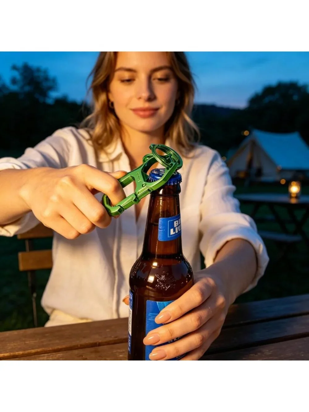 Tactical Carabiner Keychain with Bottle Opener & 3 Rings - Unisex Metal Clip